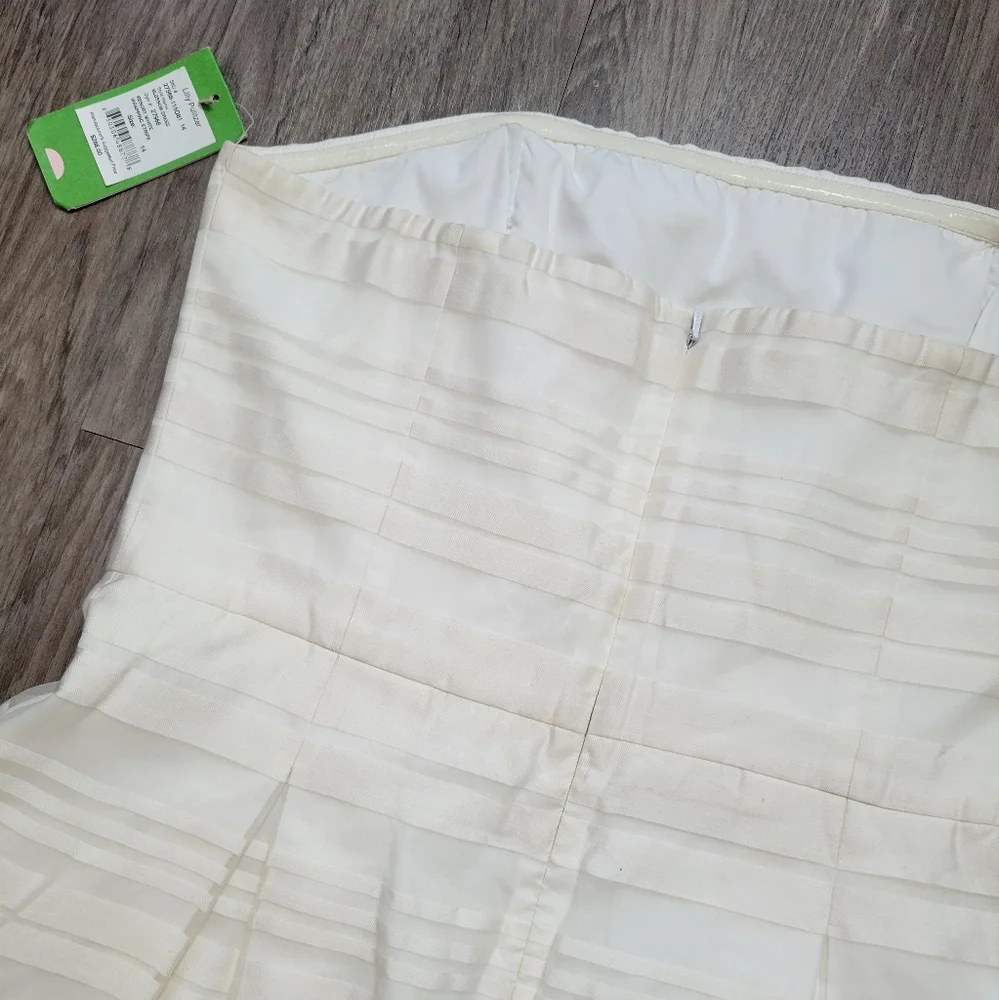 NWT Lilly Pulitzer Blossom Strapless Dress Resort White Wrapping Stripe Silk 14 - Picture 6 of 16